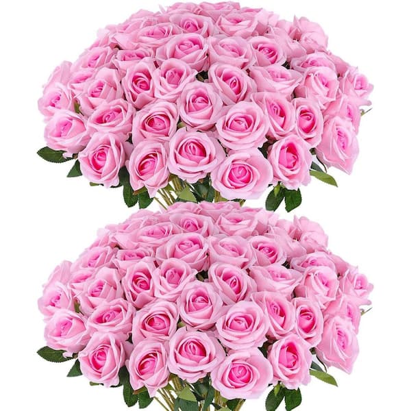 Unbranded 14 in. Pink Indoor/Outdoor Artificial Roses