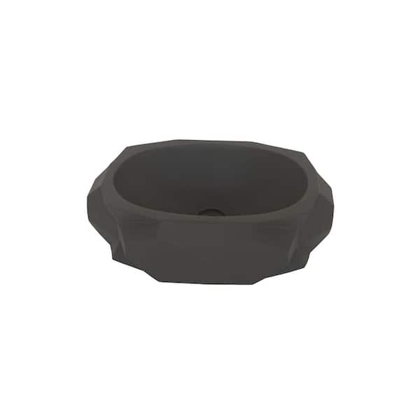 Kyan 20 in. Oval Concrete Vessel Bathroom Sink in Dark Gray