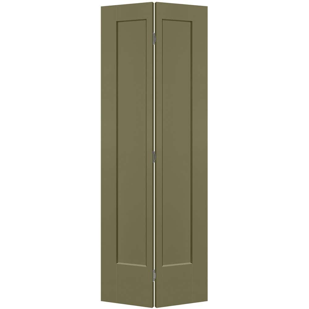 30 in. x 80 in. 1-Panel Lincoln Park Hollow Core Truly Olive Molded Composite Bi-Fold Door
