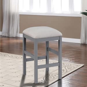 Greensburg 24 in. Light Gray and Beige Backless Wood Counter Height Stools (Set of 2)