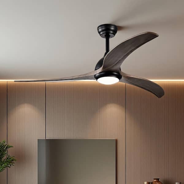 MODERN HABITAT 52 in. Integrated LED Indoor Downrod Mount Matte Black/Dark Walnut Standard Ceiling Fan with Light and Remote DC Motor