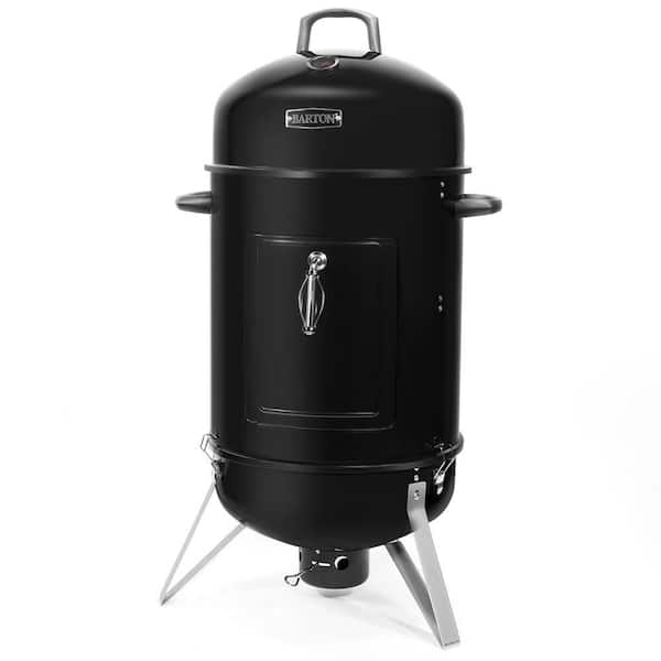 Barton 18 in. Portable Vertical Round Charcoal Smoker with Built-In Thermometer