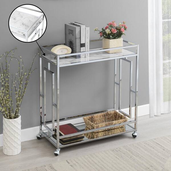 Town Square Bar Cart Clear Glass/mirror/chrome - Breighton Home : Target