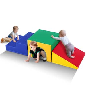Single Tunnel Climber Toddler Playset Foam Climbing Blocks for Toddlers Kids Tunnel Maze with Stairs and Ramp 3 pcs