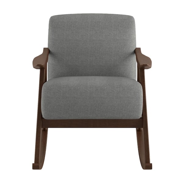 EVERGLADE HOME Bracco Gray Mid-Century Fabric Upholstery Solid Wood Rocking Chair