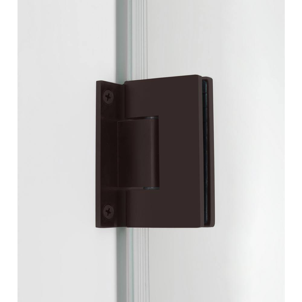 Bronze Frameless Hinged Shower Door with Clear Tempered Glass