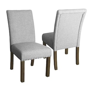 Michele Parsons Gray Upholstered Dining Chairs with Nailhead Trim (Set of 2)