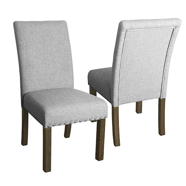 Homepop Michele Parsons Gray Upholstered Dining Chairs with Nailhead Trim (Set of 2)