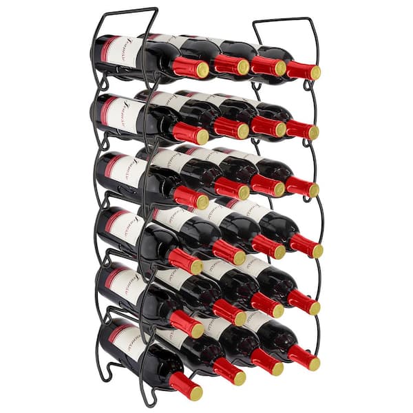 Sorbus 6-Tier Stackable Wine Rack - Classic Style Metal Wine Racks - Hold 24-Bottles Black