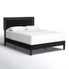 VECELO Upholstered Bed Black Metal Frame Queen Platform Bed with Adjustable Headboard, No Box Spring Needed Bed Frame THD-CY-QB05-BLK