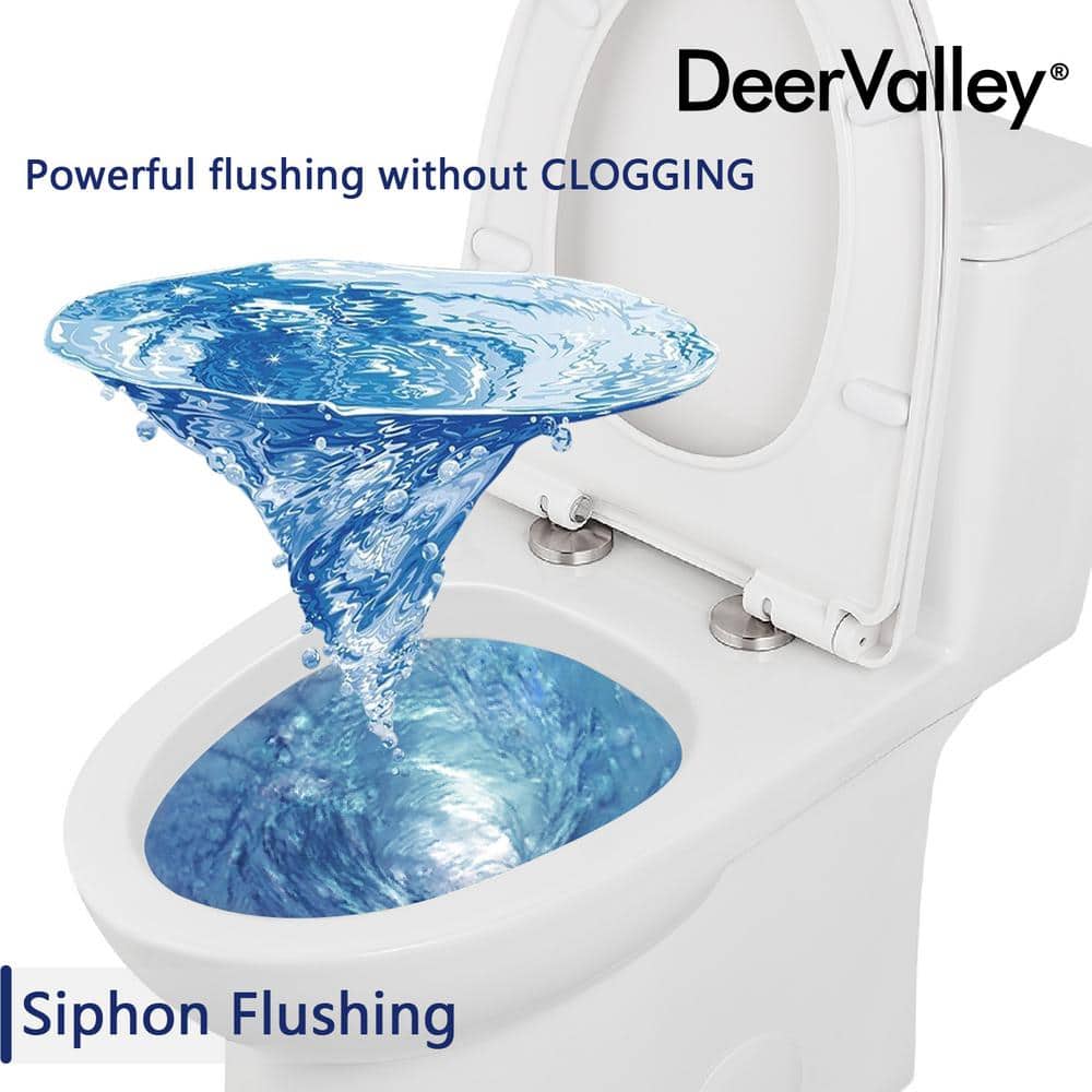 White Ceramic Elongated Dual Flush One-Piece Toilet