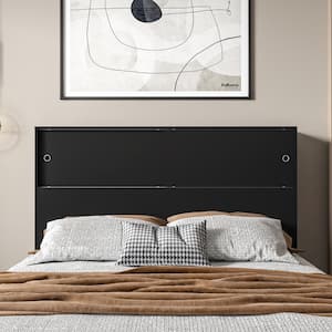 Victoria Black Queen-Size Storage Headboard