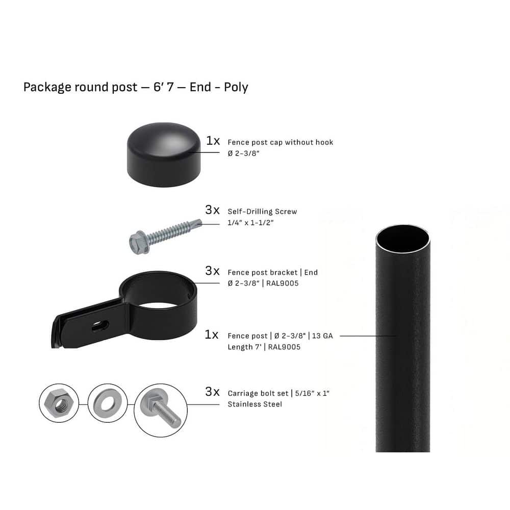 Round 2-3/8 in. x 6'7 ft. Poly Cap End Fence Black Steel Post (1-Pack) price history on PriceWatchPro