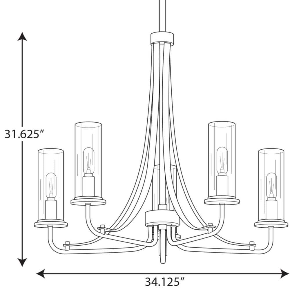 Riley 24" Brushed Nickel Chandelier with Clear Glass Shades