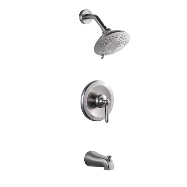 AVITAS Single Handle Round 5-Spray Tub and Shower Faucet 2.2 GPM in Brushed Nickel Valve Included