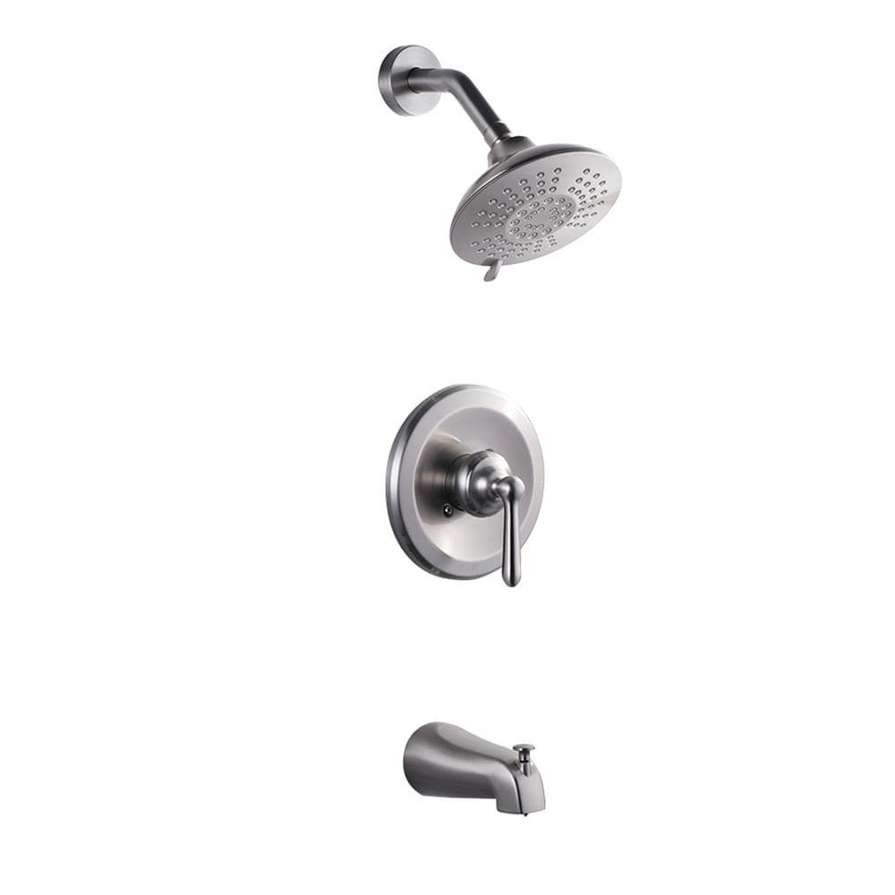 Single Handle Round 5-Spray Tub and Shower Faucet 2.2 GPM in Brushed Nickel