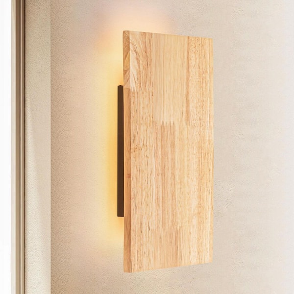 Rennnsan Viora 10.6 in. Farmhouse Natural Wood Rectangular