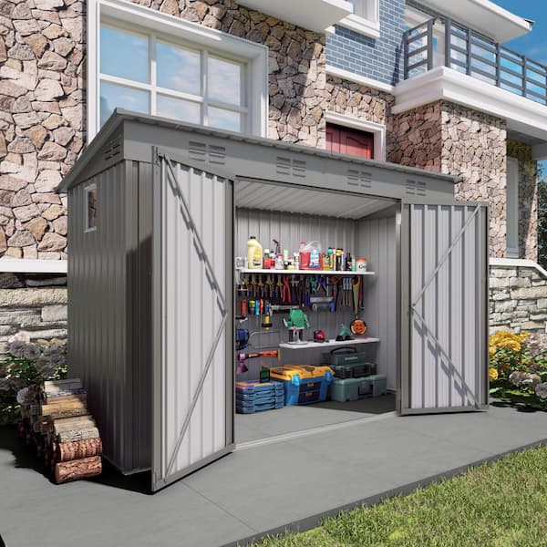 4 ft. x 9 ft. Metal Outdoor Storage Shed w/ Sloping Roof, 6-Vents