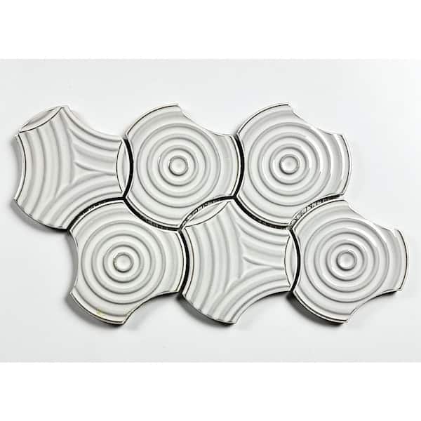ABOLOS Monet White Sand Swirl Textured Circles Mosaic 8.25 ABOLOS Monet White Sand Swirl Textured Circles Mosaic 8.25