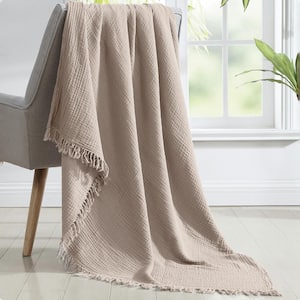 50 in. x 60 in. Reversible Gray/Charcoal Cotton Throw Blanket