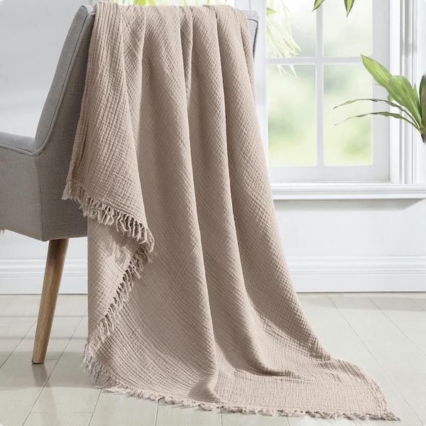 MODERN THREADS 50 in. x 60 in. Reversible Gray/Charcoal Cotton Throw Blanket
