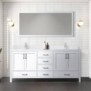 Jacques 72 in. W x 22 in. D White Double Bath Vanity, White Quartz Top, Faucet Set, and 70 in. Mirror
