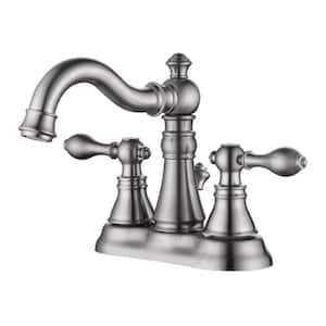 Signature 4 in. Centerset 2-Handle Bathroom Faucet with Drain Assembly, Swivel Spout, 2.2 GPM in Brushed Nickel