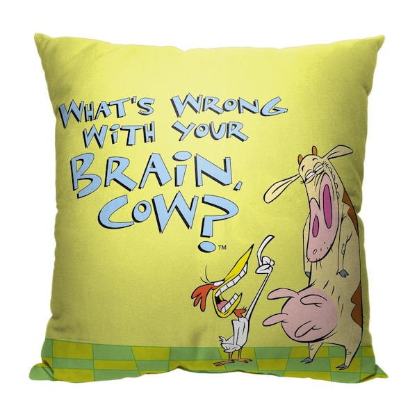 THE NORTHWEST GROUP Cn Cow And Chicken Whats Wrong With Your Brain Multi-Colored Throw Pillow