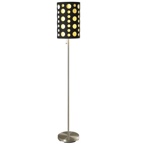 ORE International 62 in. Black and Yellow Stainless Steel High Modern Retro Floor Lamp