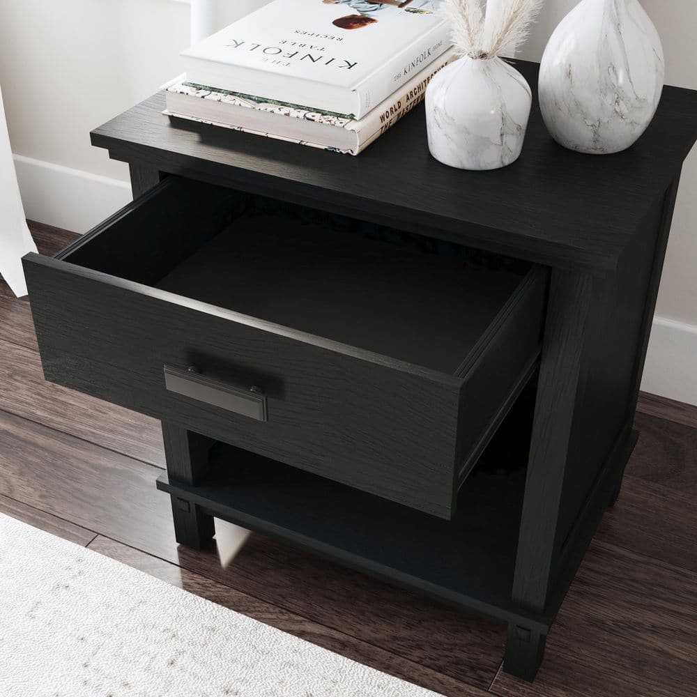 Oak Park Classic Black Mahogany Nightstand with Drawer