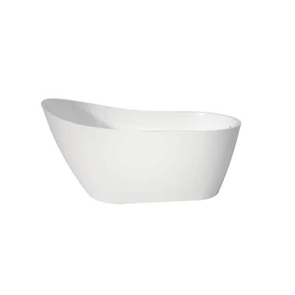 59 in. x 32 in. Freestanding Soaking Bathtub with Center Drain in Chrome