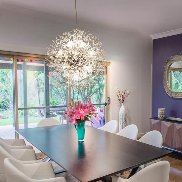 Calzada Decor 16-Light Chrome Dandelion Firework Chandelier