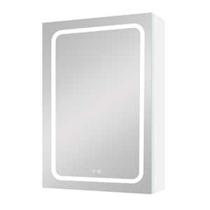 20 in. W x 30 in. H Rectangular Aluminum LED Medicine Cabinet with Mirror, Right Open