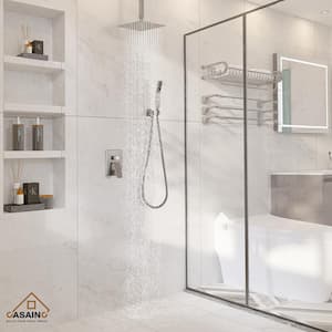 2-Function 10 in.Ceiling-Mounted Shower System with Handheld Shower in Brushed Nickel