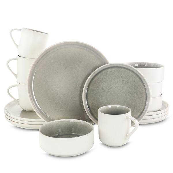 Gibson Elite Global Edge 16-Piece Casual Gray Stoneware Dinnerware Set (Service for 4)