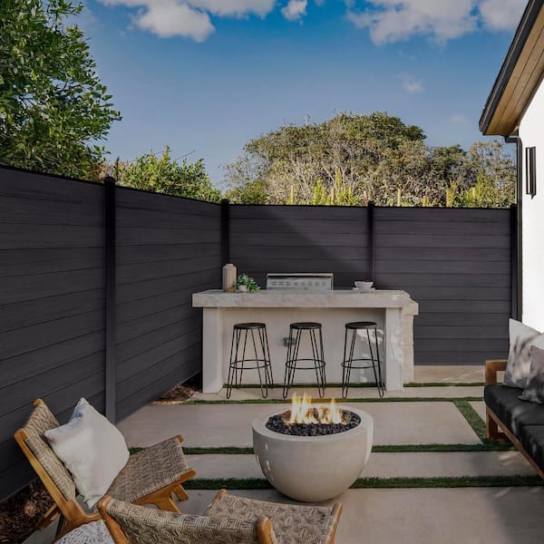 6 ft. x 6 ft. Composite Fence Series Charcoal Gray Brushed Fence Panel Boards (12-Pack)