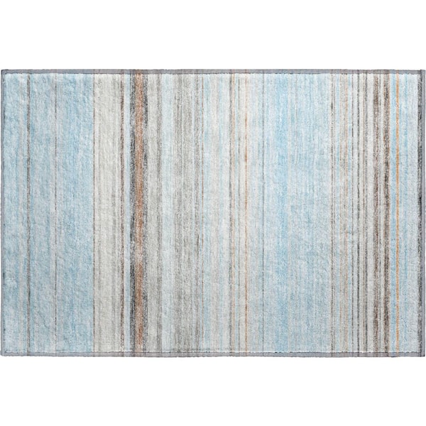 Mayfield Premium Machine Washable Abstract AMF979 Sky 1 ft. 8 in. x 2 ft. 6 in. Area Rug