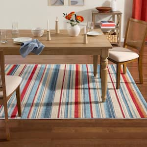 Rio Multicolor/Red 3 ft. x 5 ft. Stripe Indoor/Outdoor Patio Area Rug