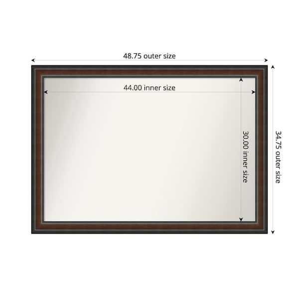 Amanti Art Cyprus Walnut 48.75 in. x 34.75 in. Custom Non-Beveled Wood Framed Bathroom Vantiy Wall Mirror