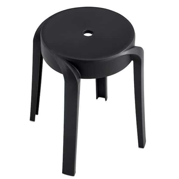 Unbranded Black Round Stackable Nesting Plastic Outdoor Bar Stool, Flexible Seating Decorative Stools Chairs for Patio (6-Pack)