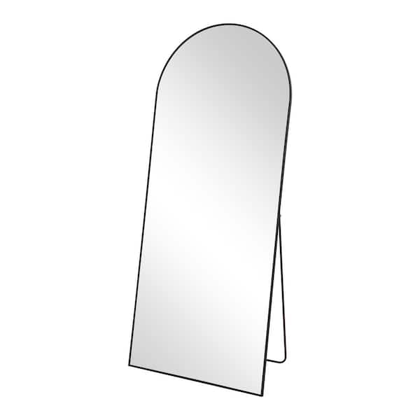 30 in. W x 71 in. H Arched Classic Black Aluminum Alloy Framed Oversized Full Length Mirror Floor Mirror
