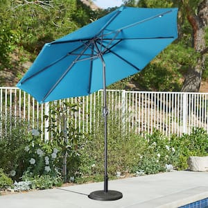 9 ft. Outdoor Umbrella Market Patio Umbrella in Light Blue with Push Button Tilt and Crank