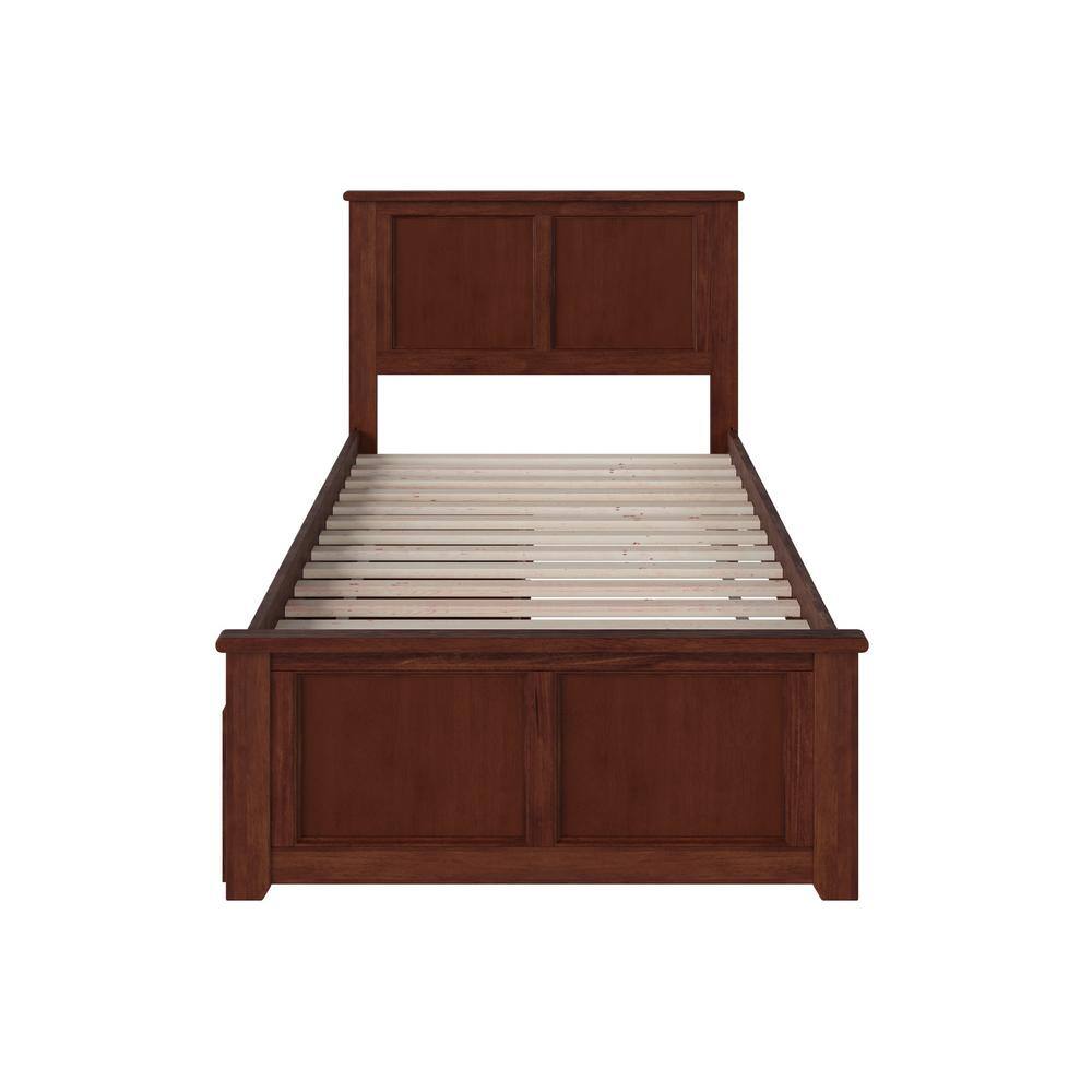 Madison Twin Walnut Wood Platform Bed with Storage Drawers