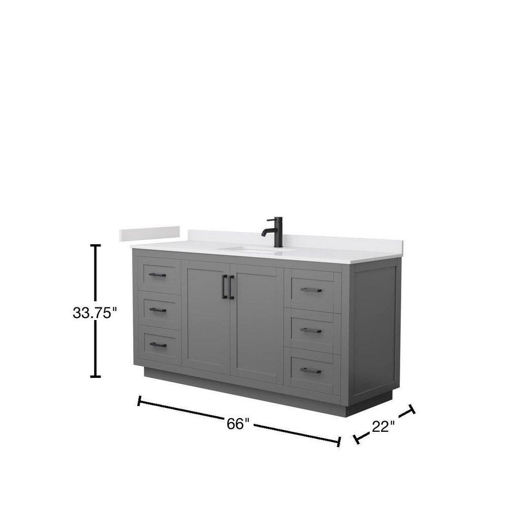Miranda 66'' Dark Gray Single Bathroom Vanity with Marble Top