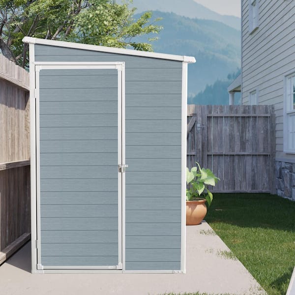 8 ft. x 4 ft. Gray Resin Outdoor Storage Shed with Lockable Door, Windows and Floor (32 sq. ft. )