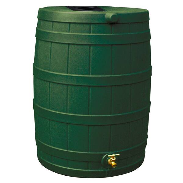 Rain Wizard 50 gal. Rain Barrel in Green with Flat Back-DISCONTINUED