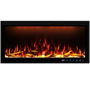 42 in. W Wall-Mounted/Inserted Electric Fireplace in Black
