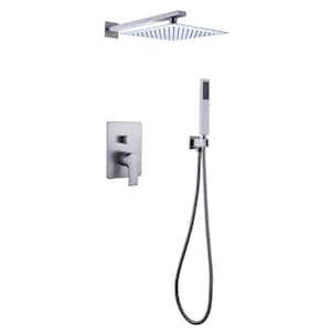 1-Spray Single-Handle Dual Rain Wall Mount Fixed and Handheld Shower Head with Handheld in Brushed Nickel Valve Included