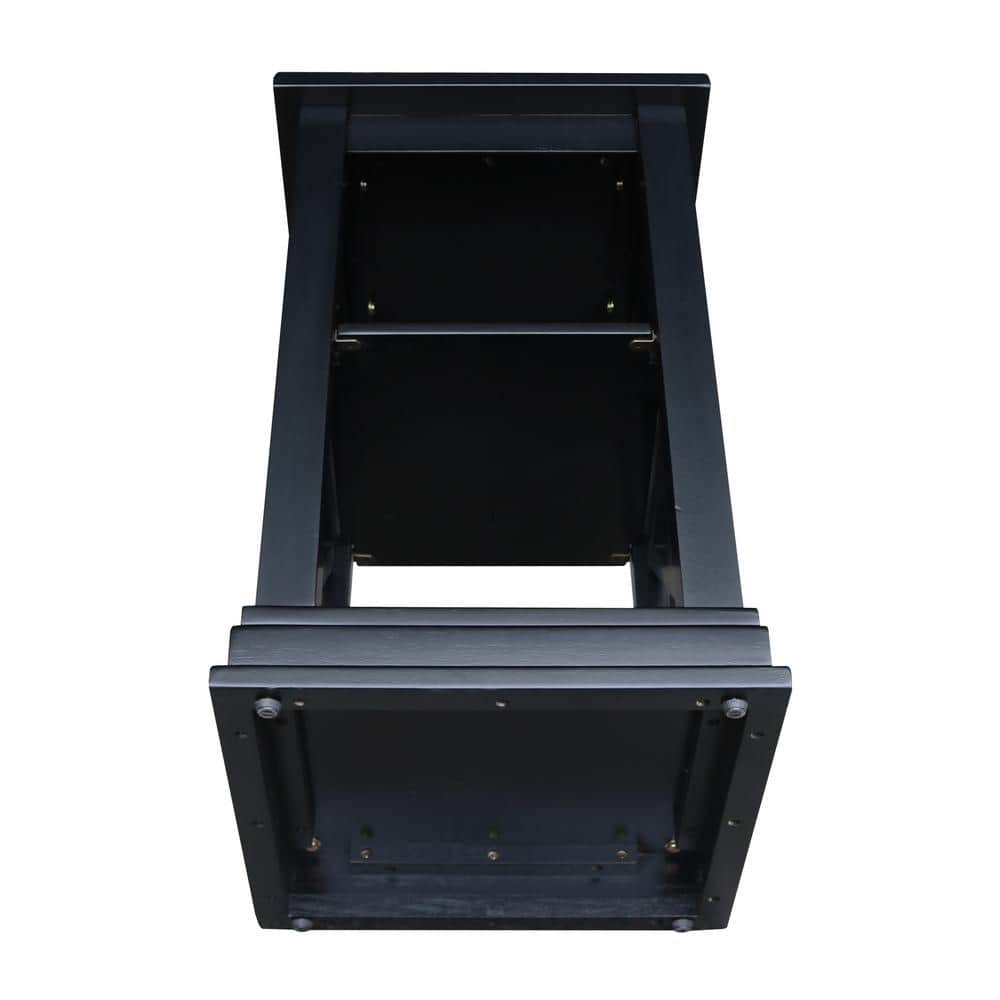 Elegant Hampton Solid Hardwood Accent Table with Shelves - Black