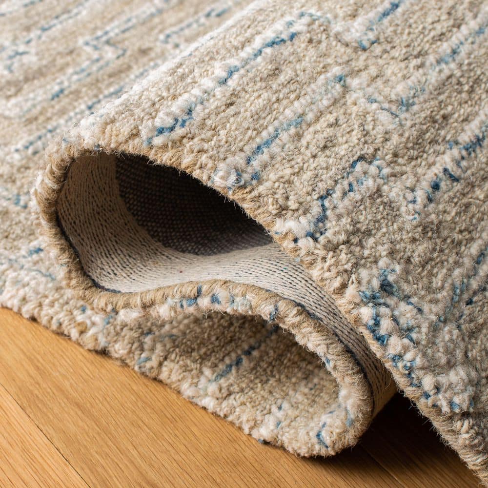 Elegance Tufted Round Grey Wool Area Rug, Handmade 95"
